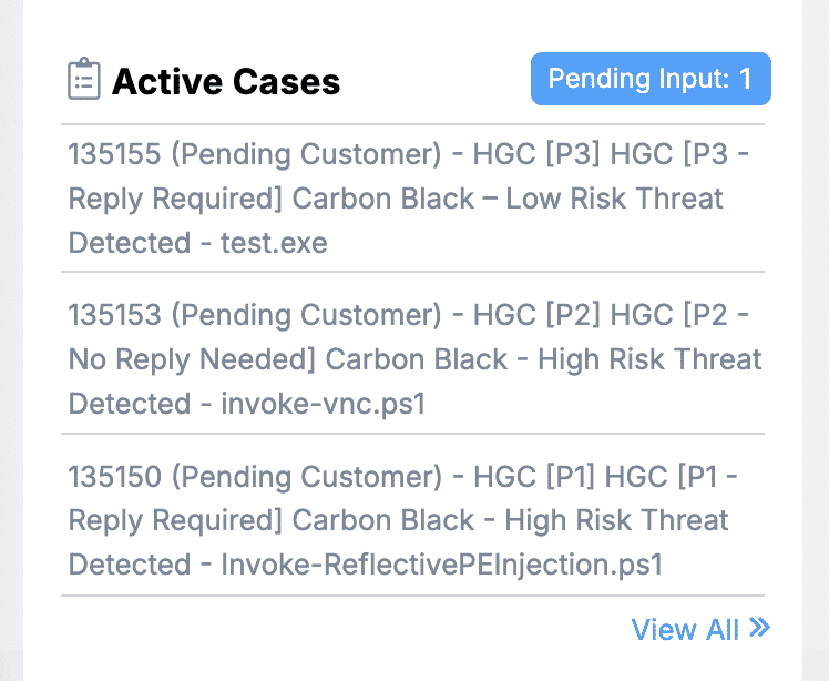 The Active Security Cases section