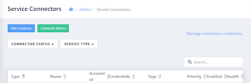 The Service Connectors page