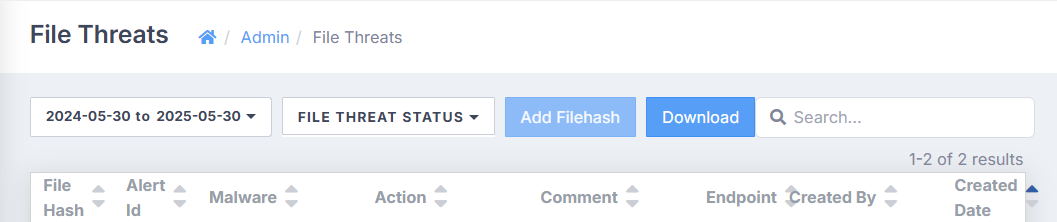 The File Threats page