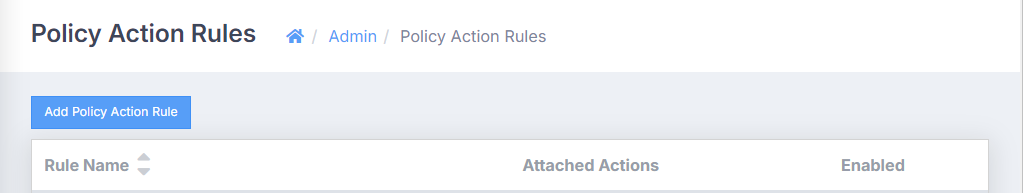 The Policy Action Rules page