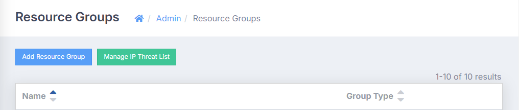 The Resource Groups page